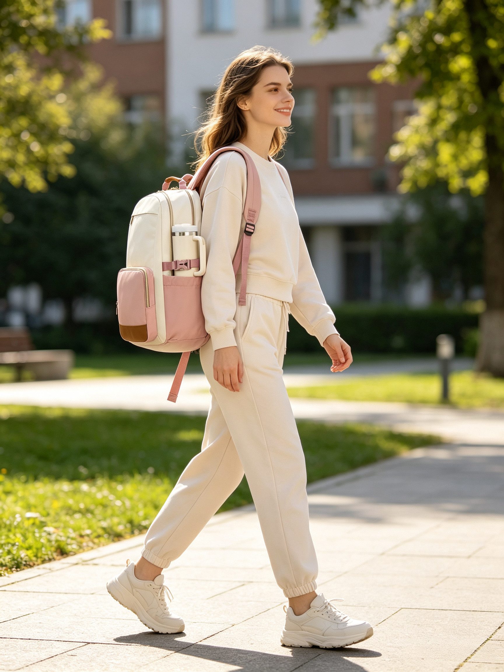 FOUORTUNATE-BEE Notebook-Rucksack Damen Rucksack 17 Zoll Laptop Rucksack mit großem Stauraum, Laptop Rucksack Damen für Uni Arbeit Reisen mit Flaschenfach