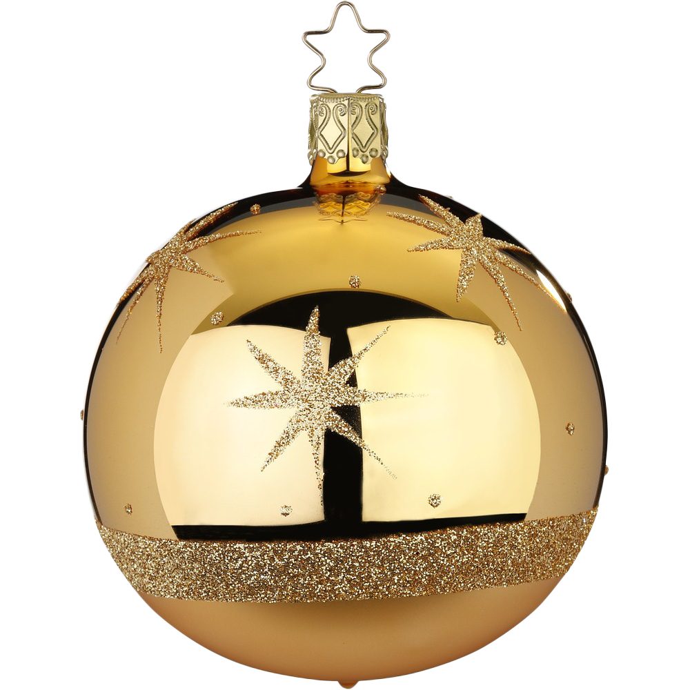 INGE-GLAS® Weihnachtsbaumkugel Sternenklar champagner (1 St), mundgeblasen, handbemalt