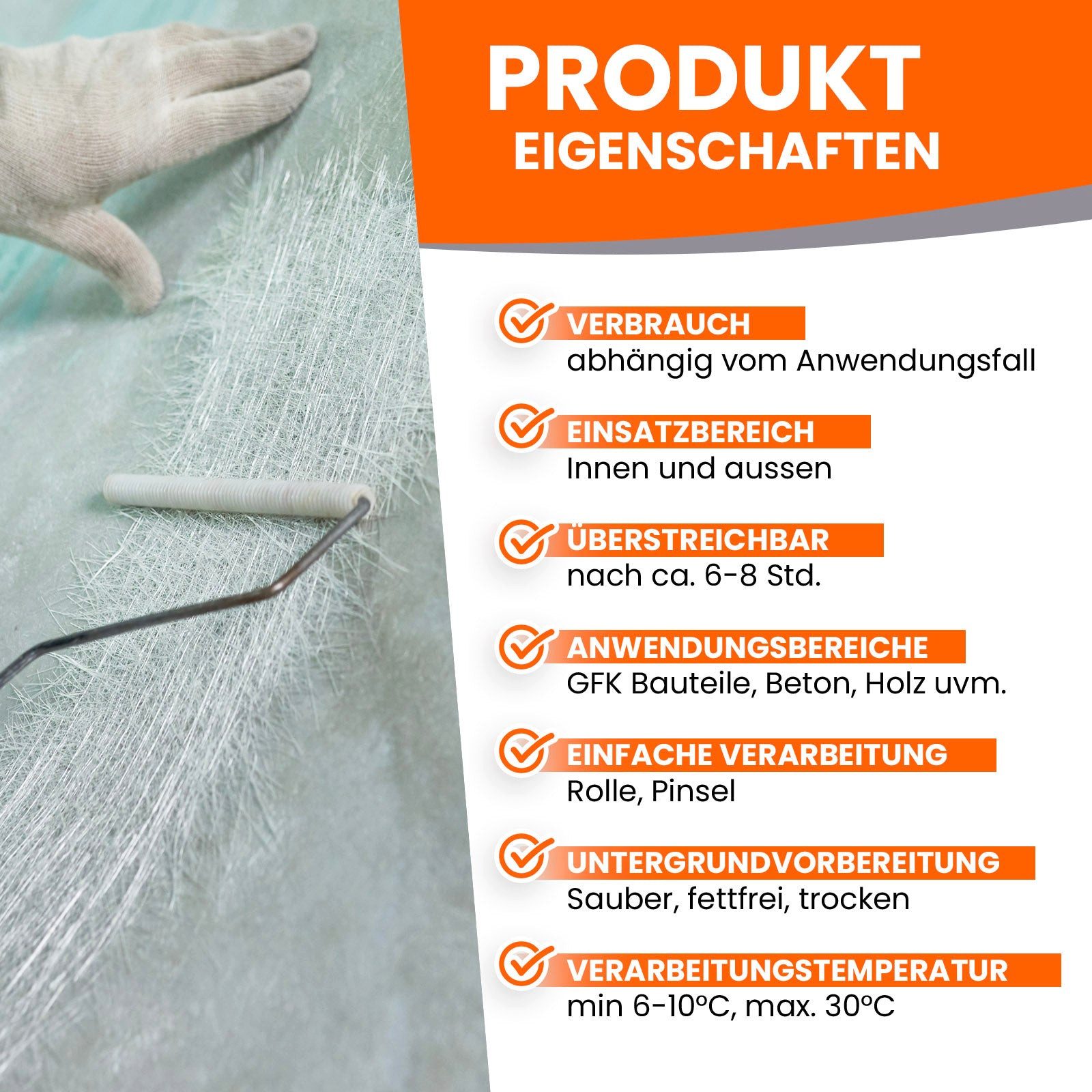 BEKATEQ Reparatur-Set BK-170EP Reparatur Set Epoxidharz, Harz, Härter, Handschuhe, Pinsel, Rührstab, 160g Gewebe, Mischbecher, Epoxidharz für GFK Boot Auto Modellbau Holz Risse Reparatur Harz