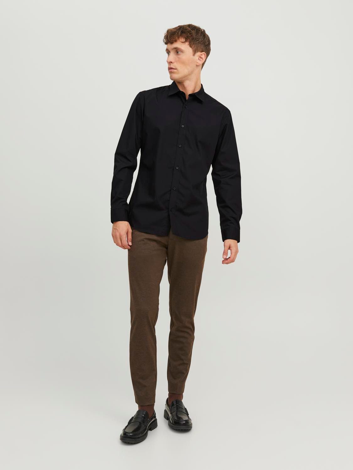 Jack & Jones Langarmhemd JJJOE SHIRT LS PLAIN Materialmix, slim fit