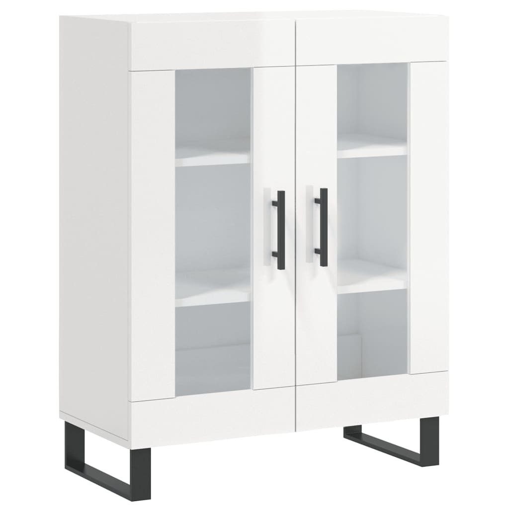 vidaXL Vitrine NA Sideboard Hochglanz-Weiß 69,5x34x90 cm Spanplatte Glas Vitrine