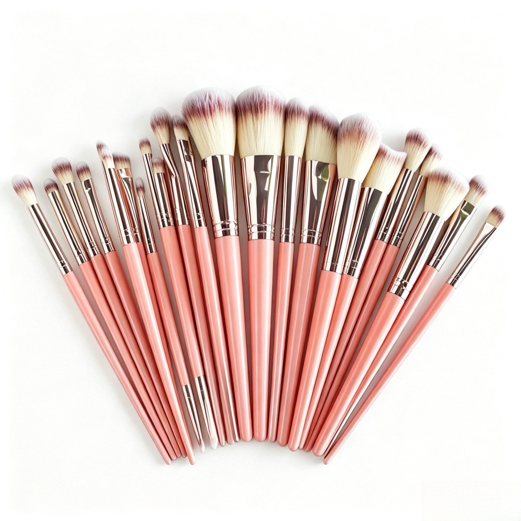 ibettertec Kosmetikpinsel-Set Kosmetikpinsel-Set 25 tlg., Make-up Pinsel Set mit Lidschatten Pinsel, rosa, 25-teilig, synthetische Borsten, vegan,leicht
