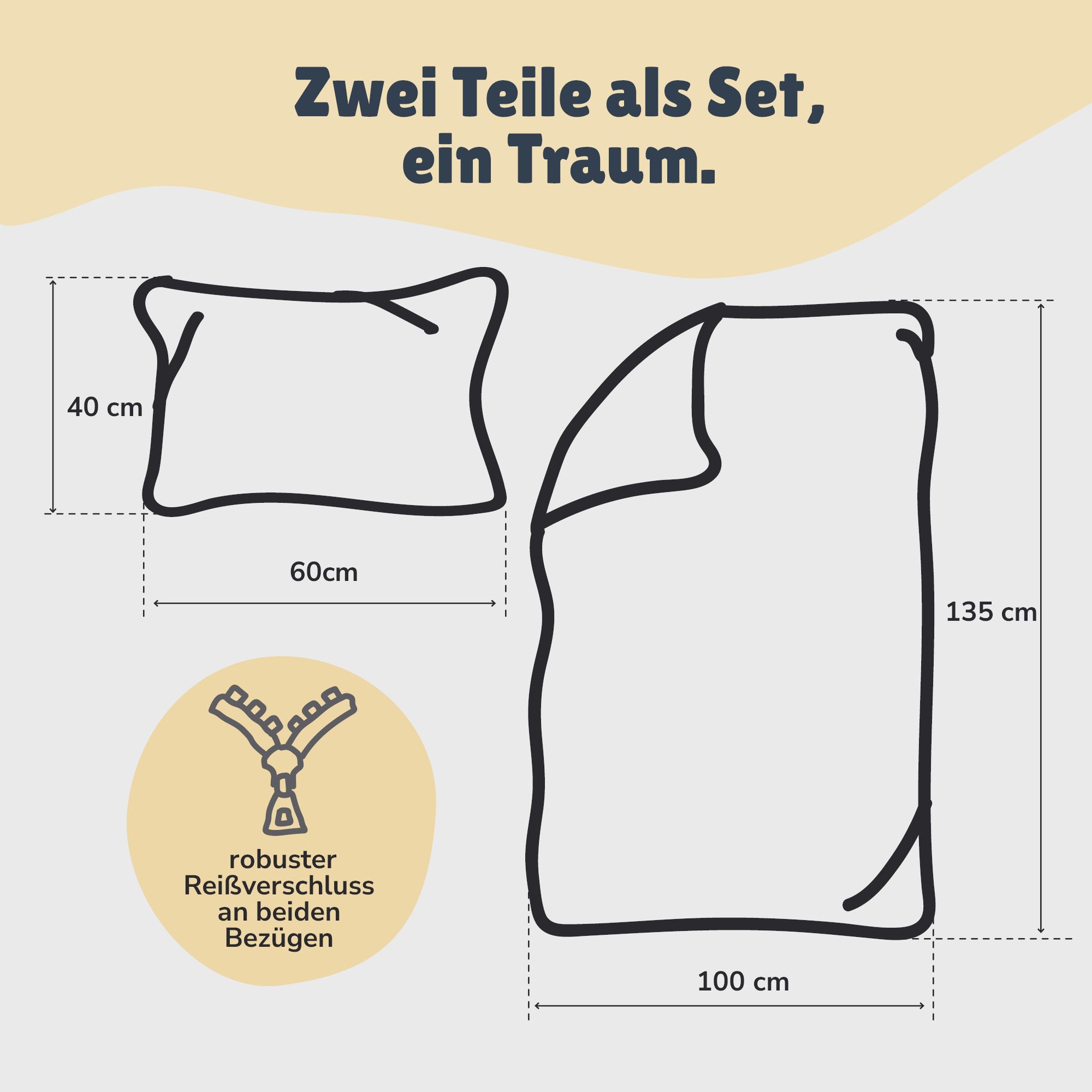 Familando Babybettwäsche Bee 100x135 40x60cm süße Biene / Hummel mit Fühler, Renforcé, 2 teilig, mit liebevollem Motiv & süßen Details