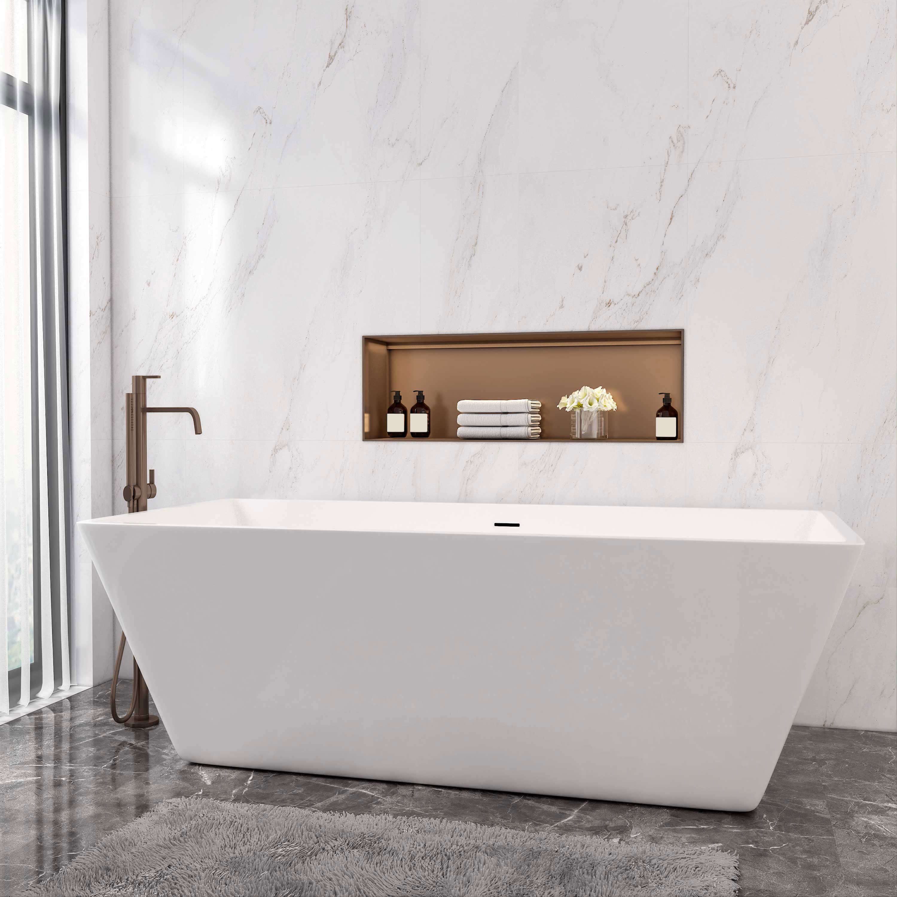 AICA Badewanne freistehende Badewanne Rechteckige Badewanne günstig online kaufen