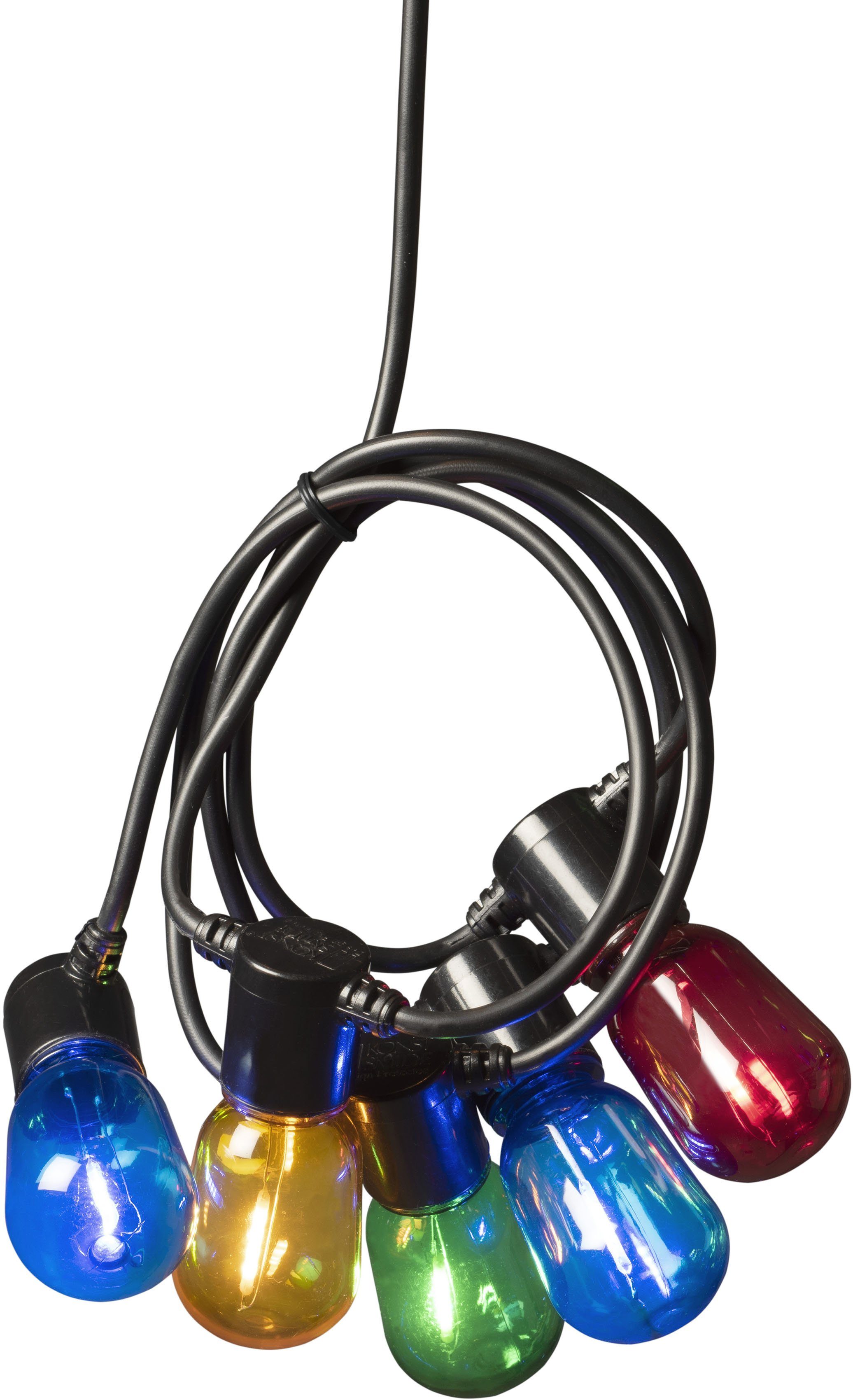 KONSTSMIDE LED-Lichterkette Weihnachtsdeko aussen, 40-flammig, LED Biergartenkette, bunt, 40 bunte Birnen / 80 warm weiße Dioden