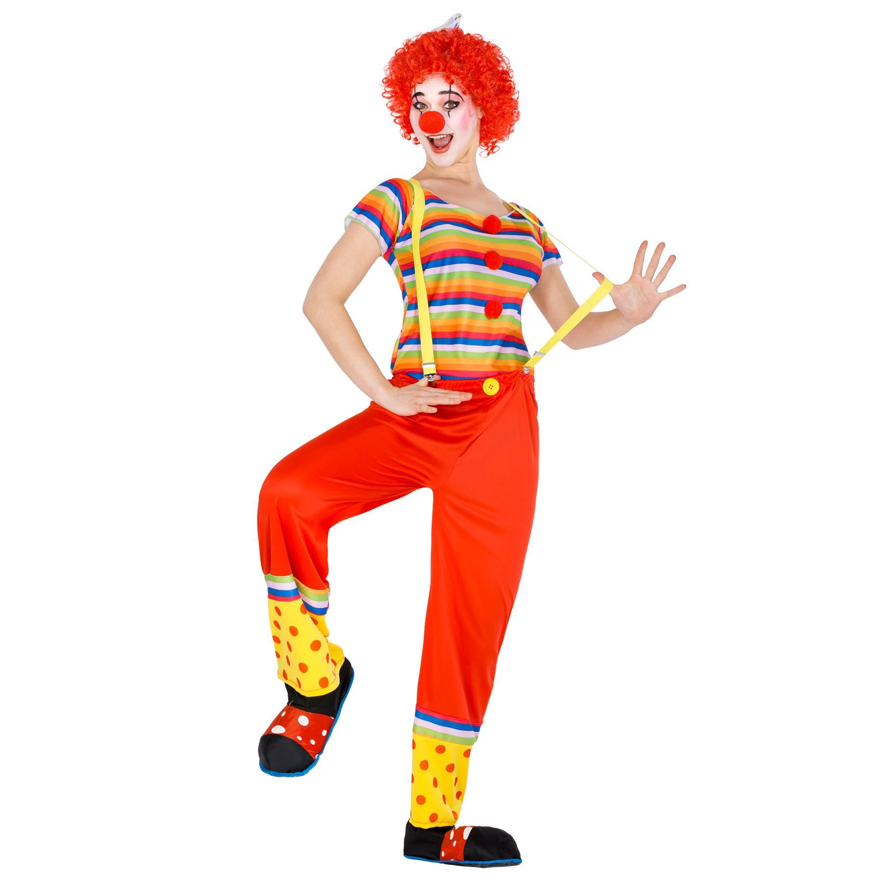 dressforfun Clown-Kostüm Frauenkostüm Clown Leonie, Süßes Jersey-Stretch-Oberteil mit kurzen Ärmeln