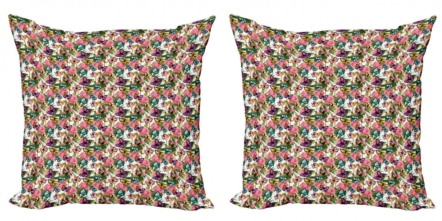 Kissenbezüge Modern Accent Doppelseitiger Digitaldruck, Abakuhaus (2 Stück), Dusty Blau Zarte Blumen-Muster