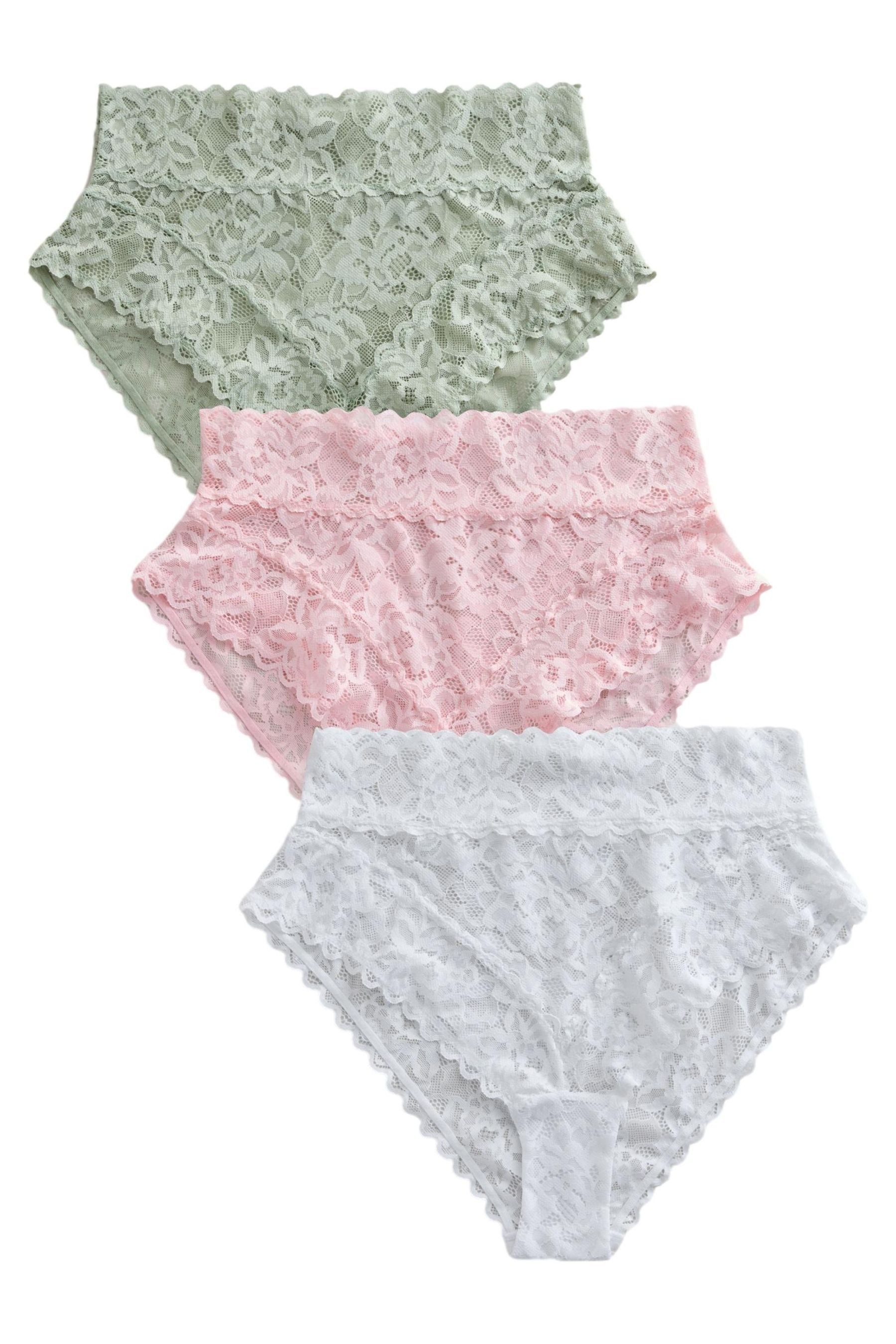 Next String Hochbund-Spitzenslips, 3er-Pack, hoher Beinschnitt (3-St)