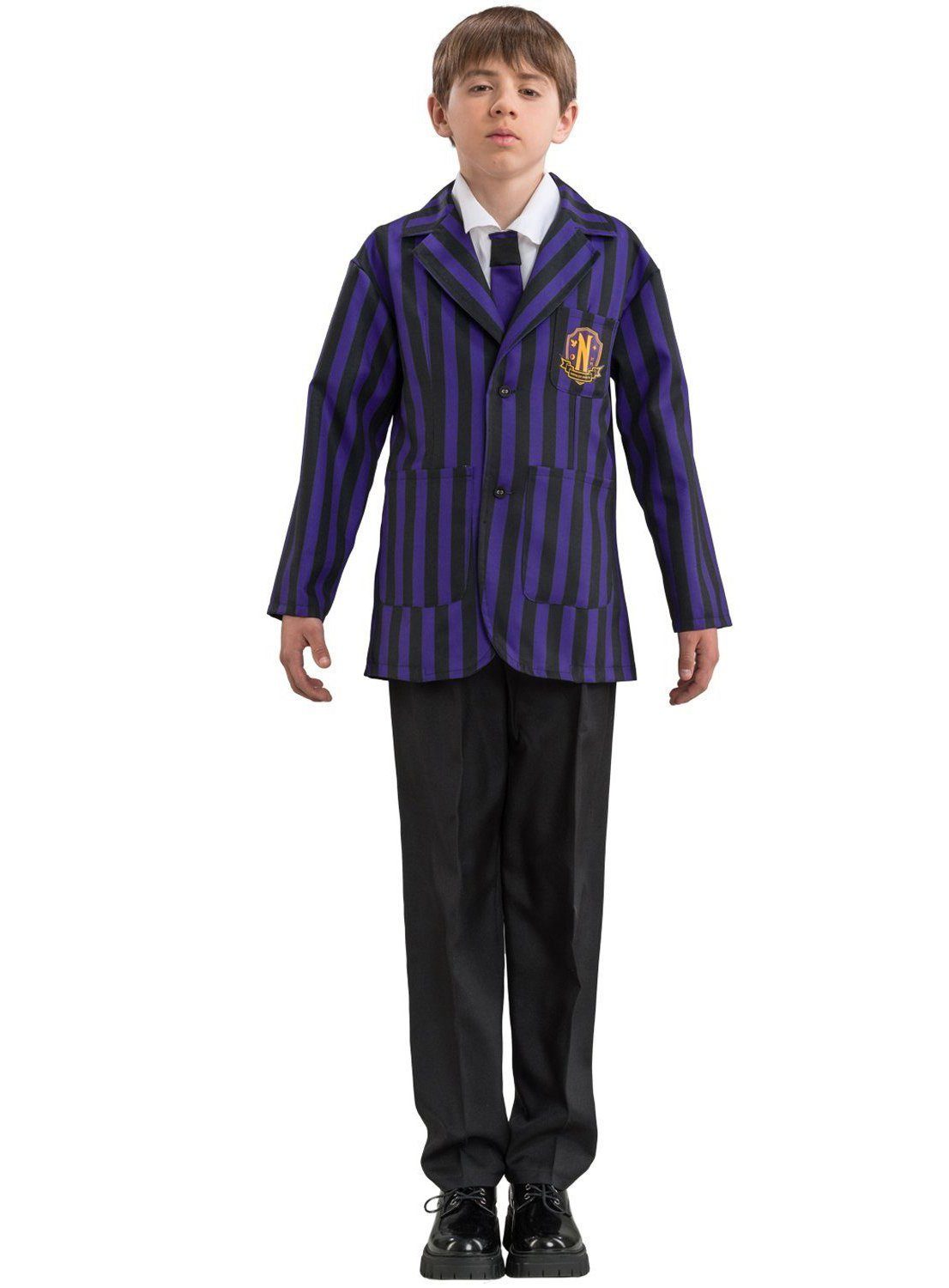 CHAKS Kostüm Wednesday Schuluniform schwarz-violett für Jungs, Die reguläre Uniform für männliche Schüler der Nevermore Academy a