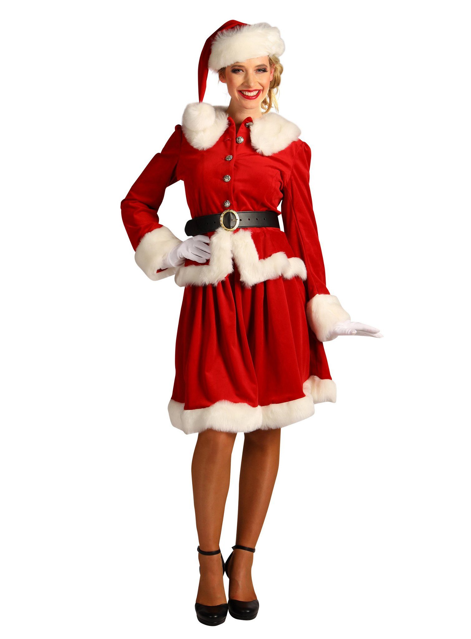 thetru Kostüm Weihnachtsfrau Kostüm Damen - Faschingskostüm, Weihnachtskostüm im Stil eines 50er Jahre Kleids