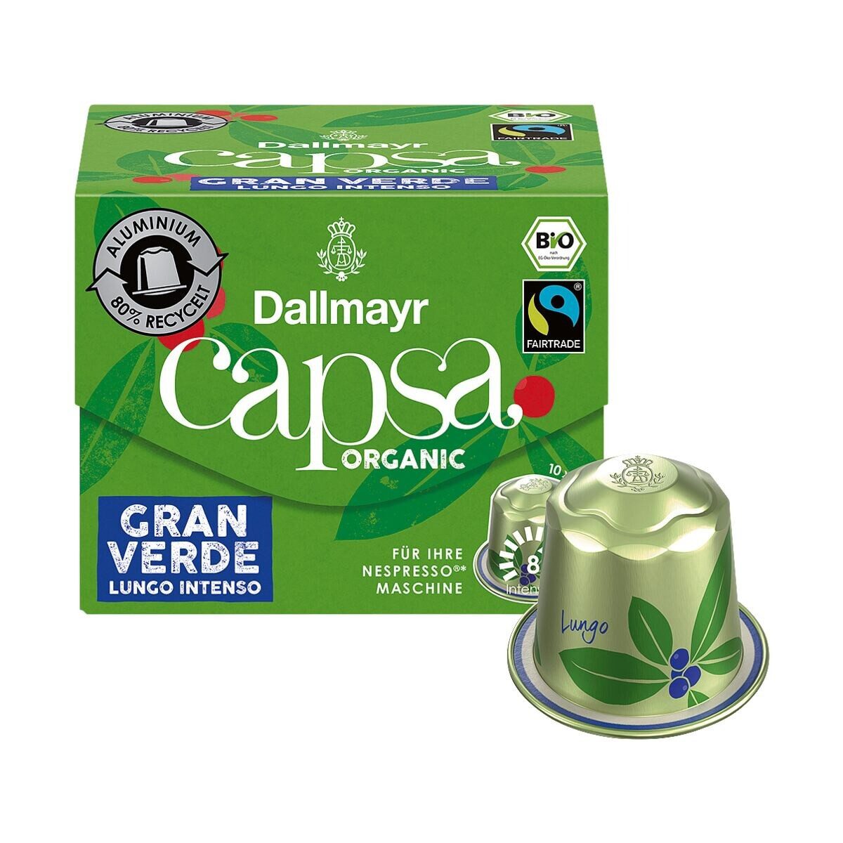 DALLMAYR Kaffee capsa Organic Gran Verde Lungo Intenso, 10 Kapseln