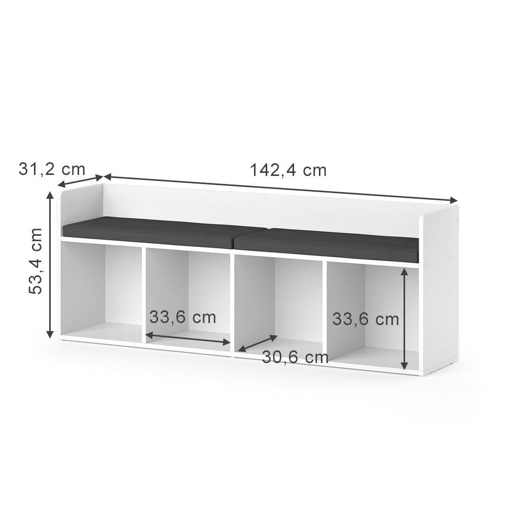 Vicco Sitzbank Luigi, Weiß, 142.4 x 53.4 cm Ohne Faltboxen (1-St)