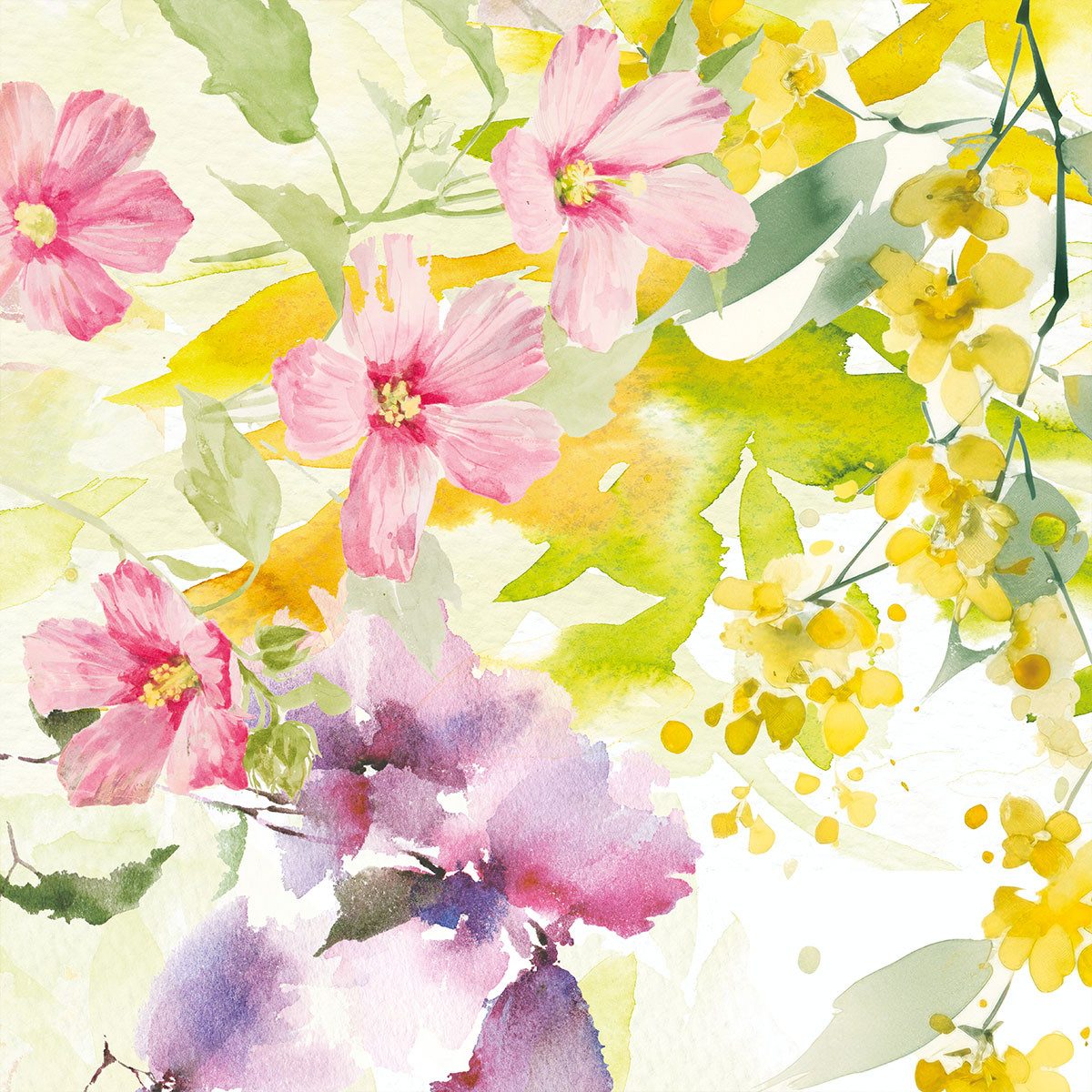 Stoffserviette Servietten (4x Set) Souffle Fleuri Printemps 45x45 cm