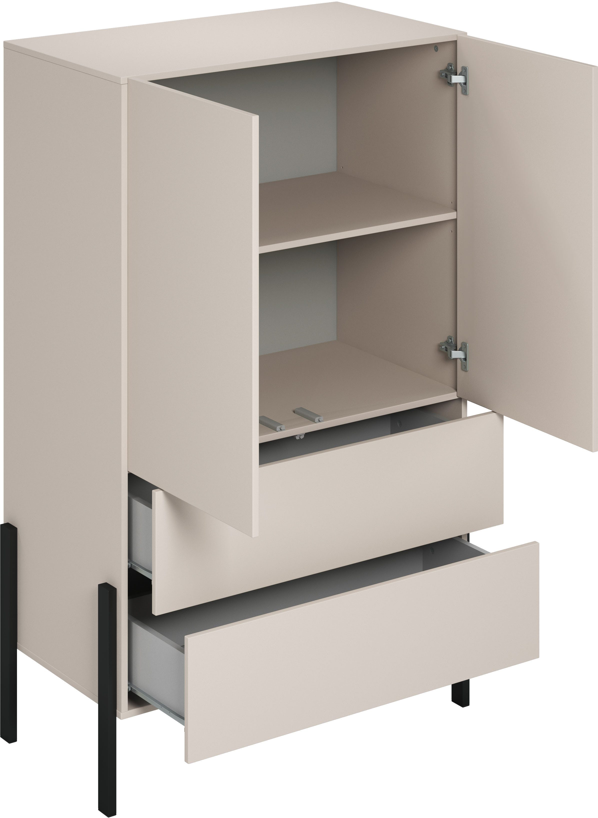 OTTO home Wäscheschrank Jukon, moderner griffloser Kleiderschrank, Metallfüsse, Made in Europe (90x150x50, ideal für kleine Räume oder Nischen) Mehrzweckschrank – Bild 5 von 5