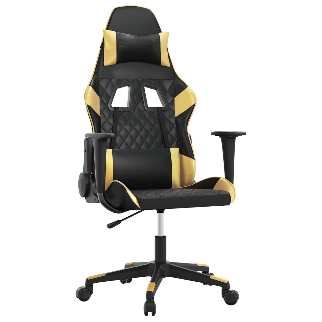 furnicato Gaming-Stuhl Kunstleder Schwarz Gold 64x60x(117-127) cm (1 St), Bürostuhl mit Massagefunktion, Liegefunktion und verstellbarer Höhe