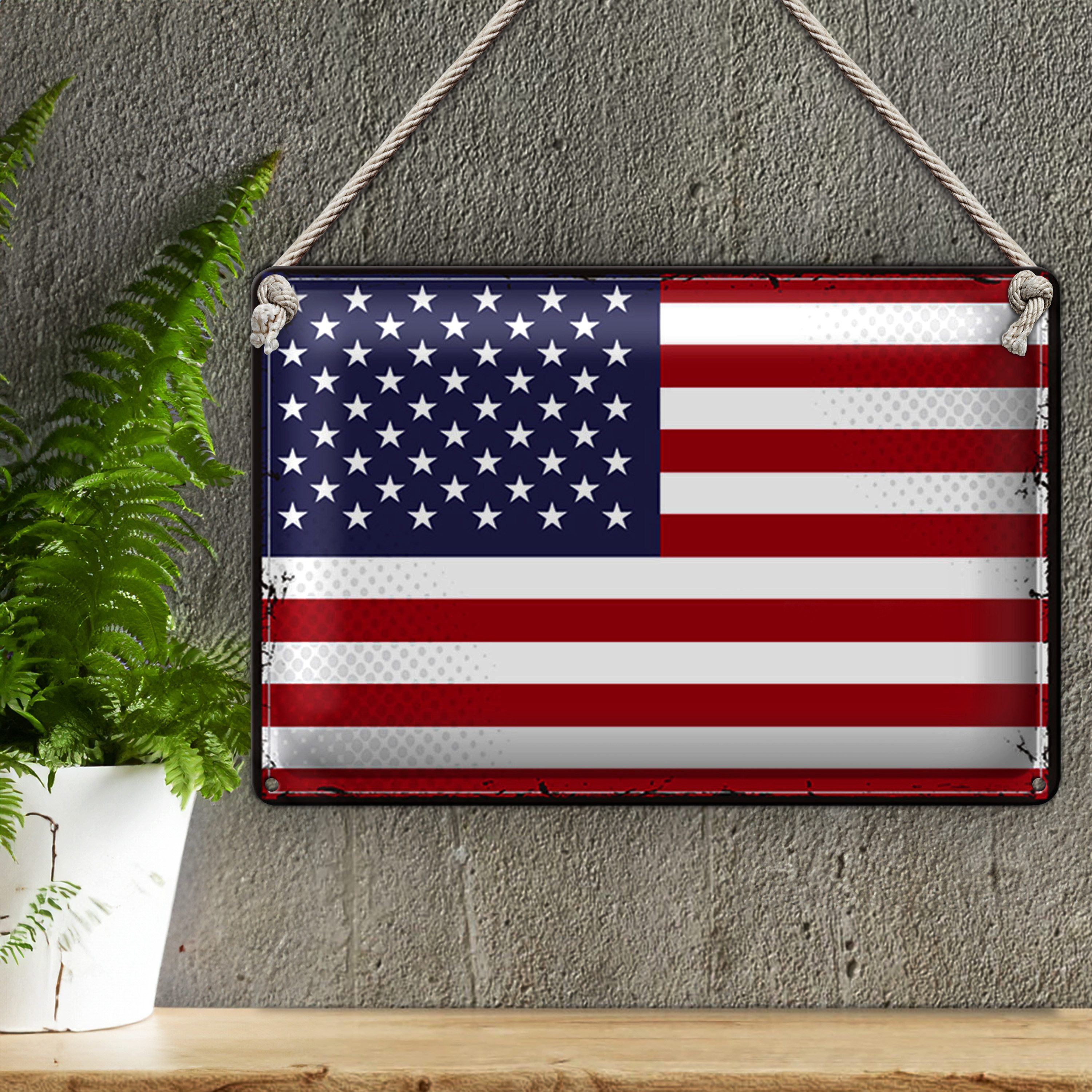 Roomando Metallschild Flagge Vereinigte Staaten 40x30cm Retro States