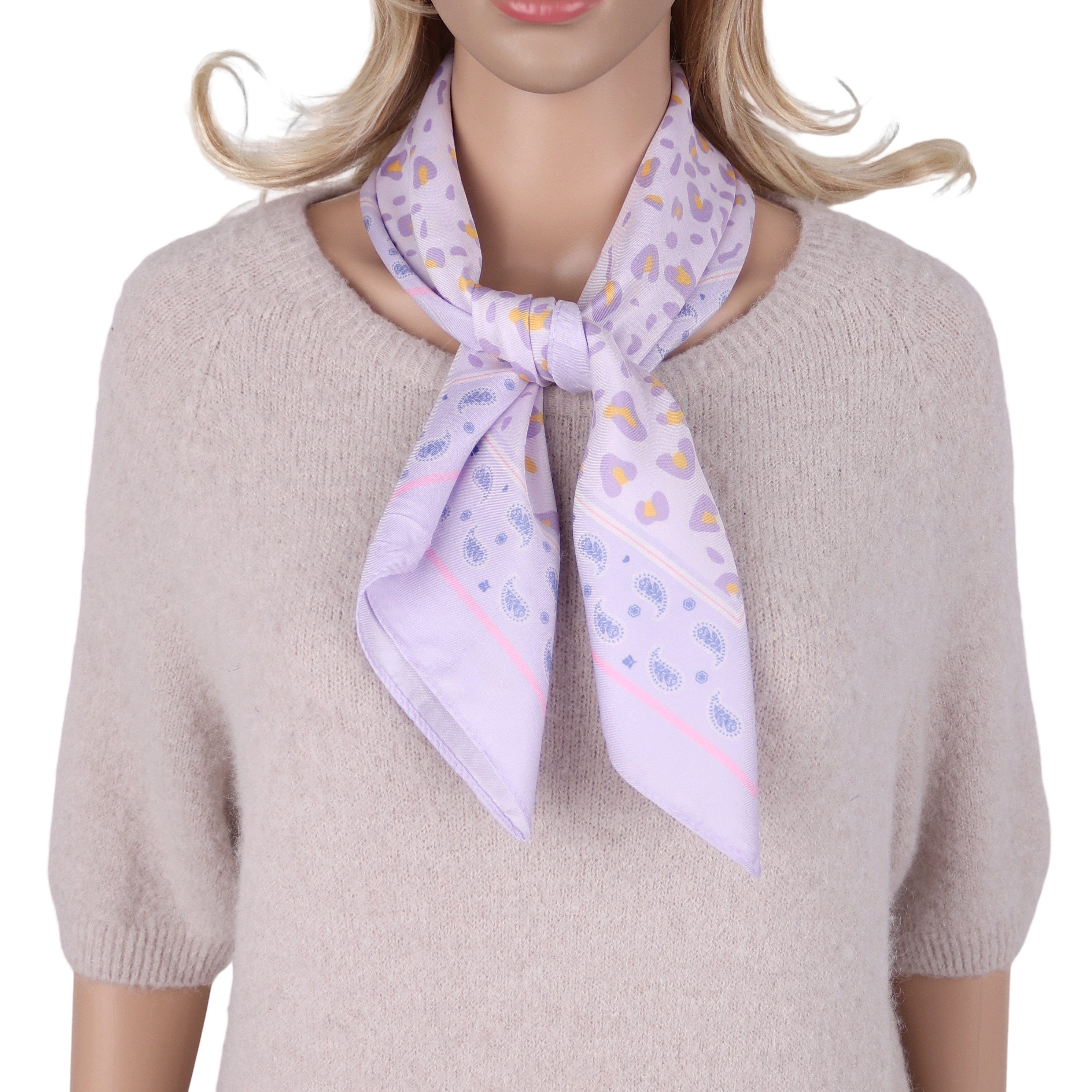 MIRROSI Nickituch Vierecktuch ca. 70x70 cm Leo Muster, Damen Halstuch deal für Frühling,Sommer, Herbst