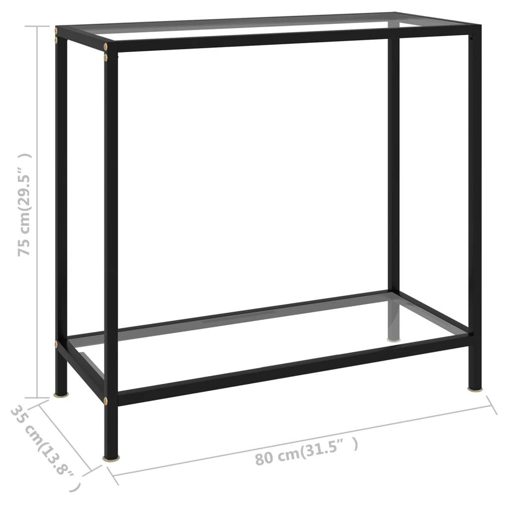 möbelando Beistelltisch Andernach (LxBxH: cm), mit Schwarz und Stahl in aus 80x35x75 Glasböden Transparent