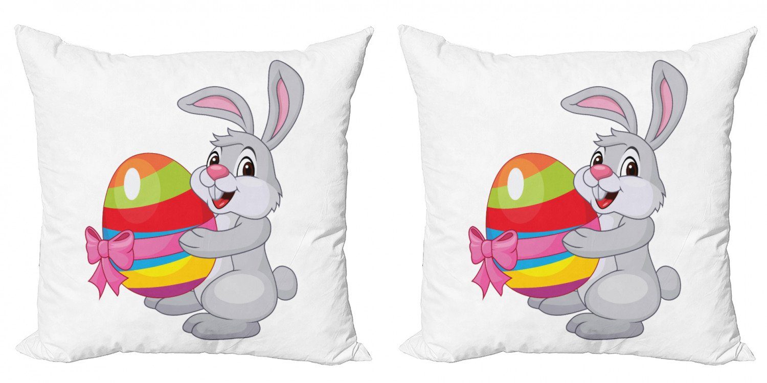 Kissenbezüge Modern Accent Doppelseitiger Digitaldruck, Abakuhaus (2 Stück), Ostern Cartoon-Kaninchen