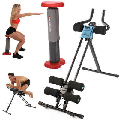 Gymform® Bauchtrainer Ab Generator Trainingsgerät Set + Squat Perfect Beckenbodentrainer (Spar-Set), für zuhause, klappbar, verstellbar, inkl. Computer, bis 105kg