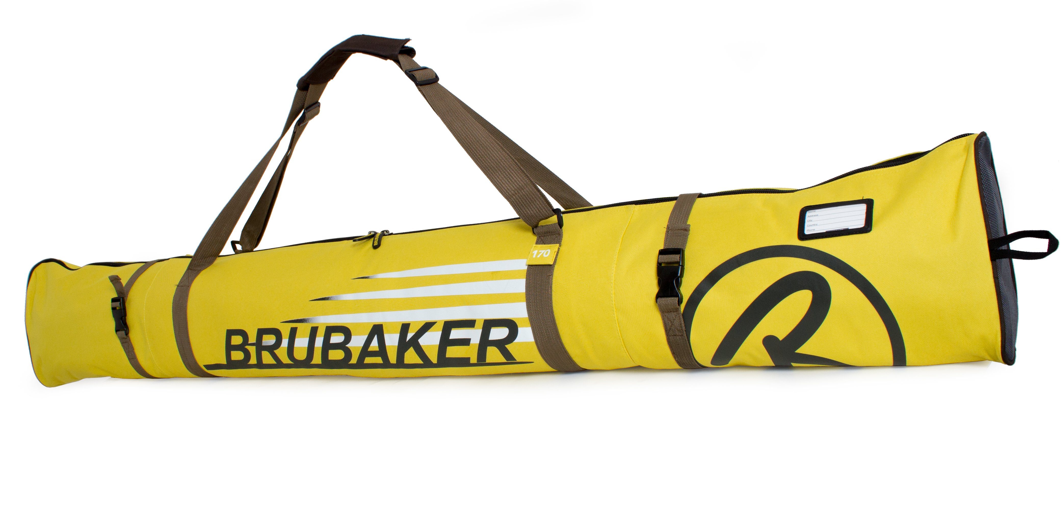 BRUBAKER Sporttasche Carver Champion Skitasche Gelb (1-tlg., reißfest und schnittfest), gepolsterter Skisack mit Zipperverschluss, Skibag für Skier und Skistöcke, Ski Tasche