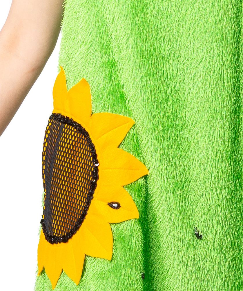 Karneval-Klamotten Kostüm Gärtner-in Damen grün Graskleid mit Sonnenblume, Kleid grüne Wiese Damenkostün Frauenkostüm Gärtnerinkostüm Karneval