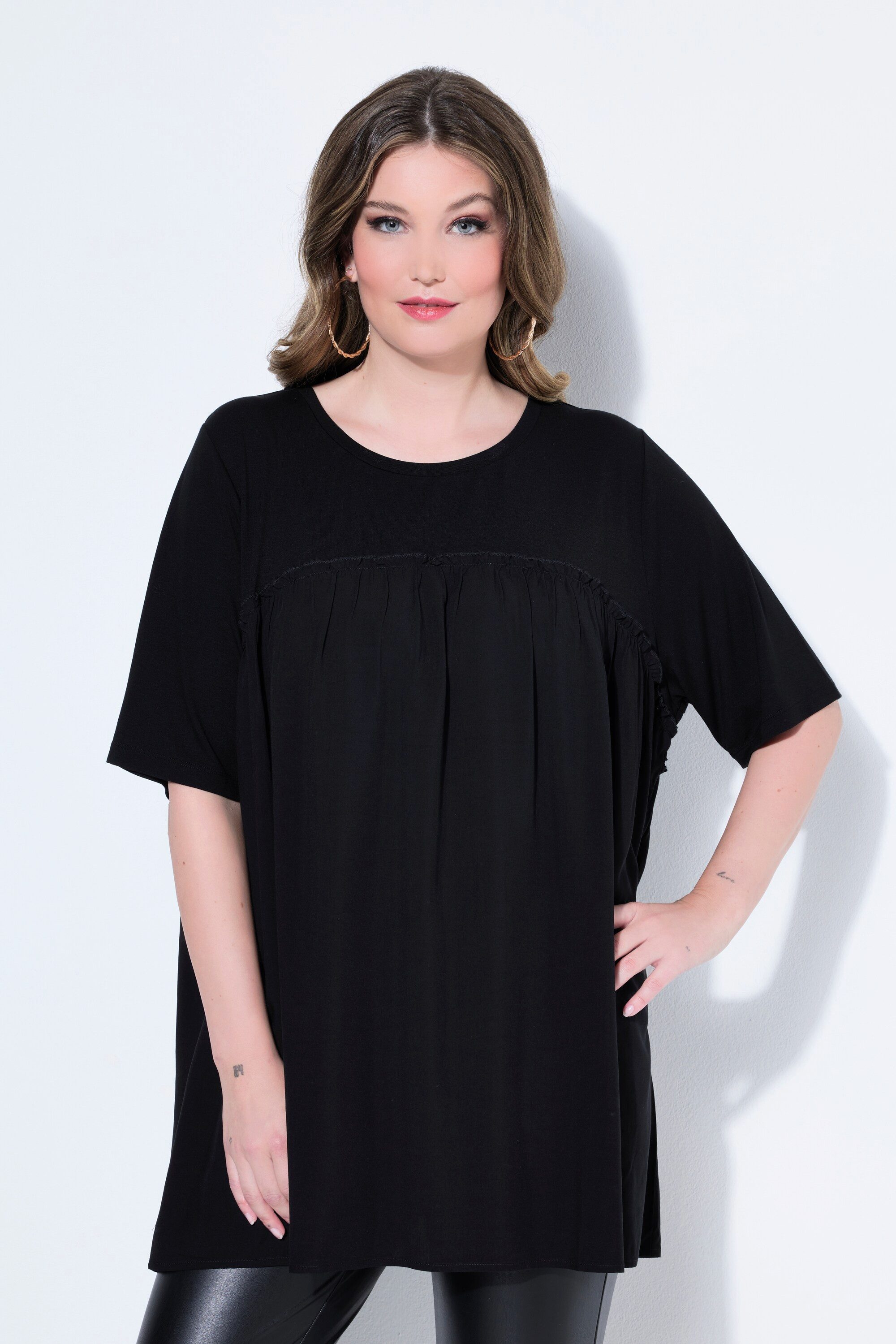 MIAMODA T-Shirt T-Shirt A-Linie Volants und Web-Einsatz