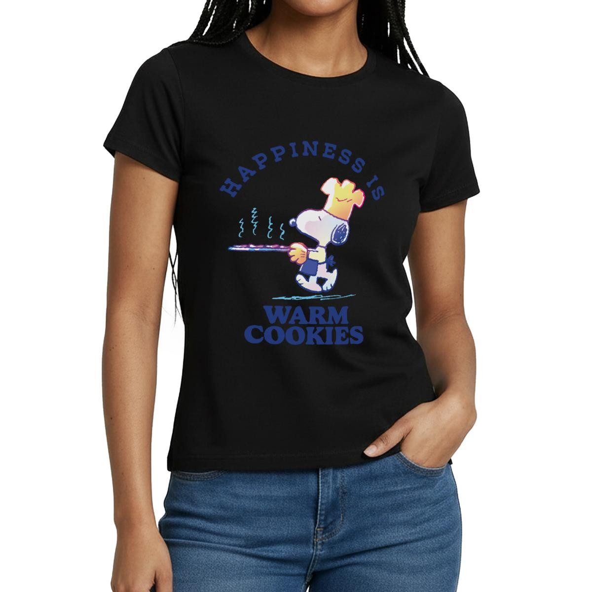 Spreadshirt T-Shirt Peanuts Snoopy Happiness Is Warm Cookies Frauen T-Shirt (1-tlg)