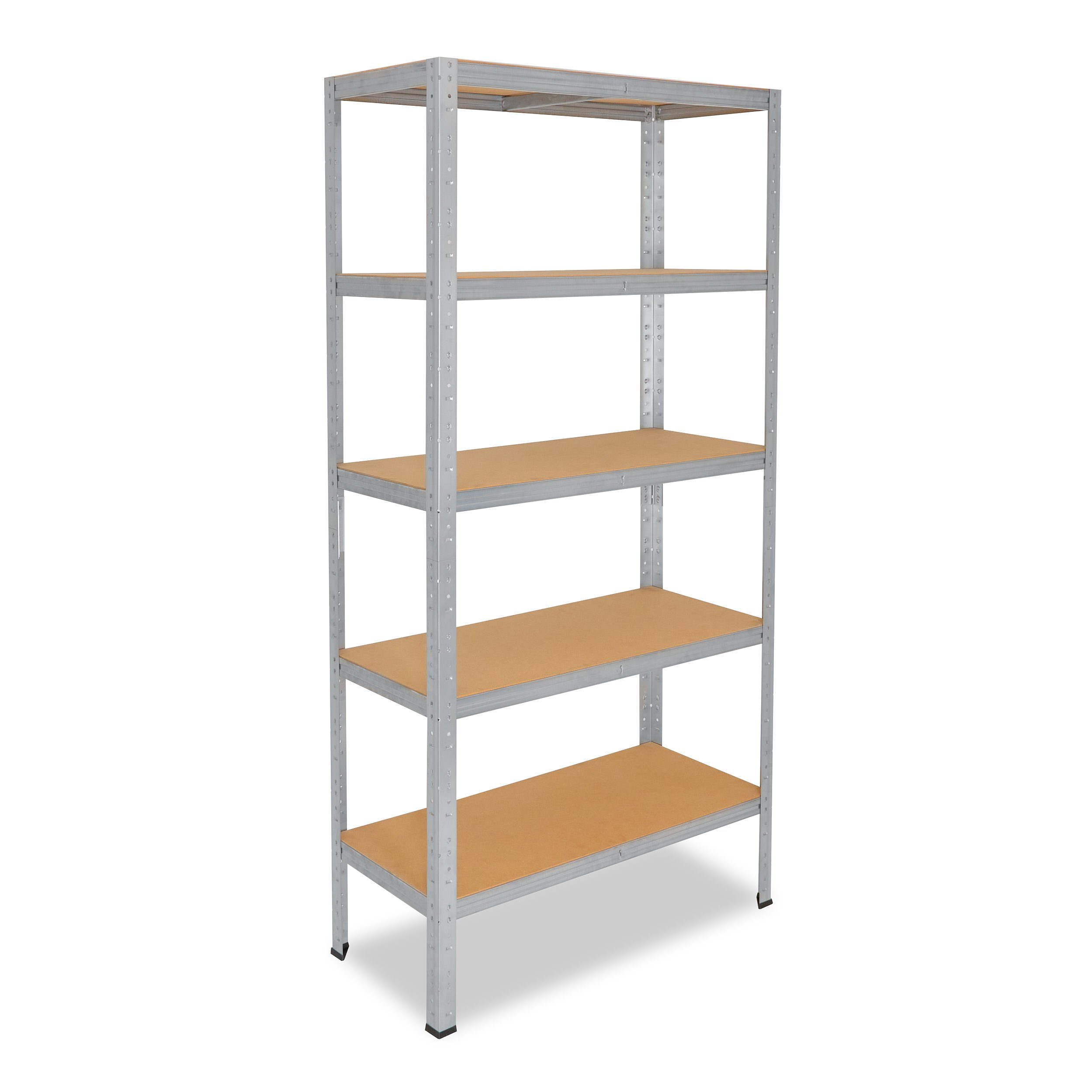 shelfplaza Schwerlastregal HOME, 200x45x30cm verzinkt, Metallregal mit 5 Böden, als Kellerregal, Garagenregal, Werkstattregal oder Lagerregal, Steckregal Metall mit 175kg Tragkraft