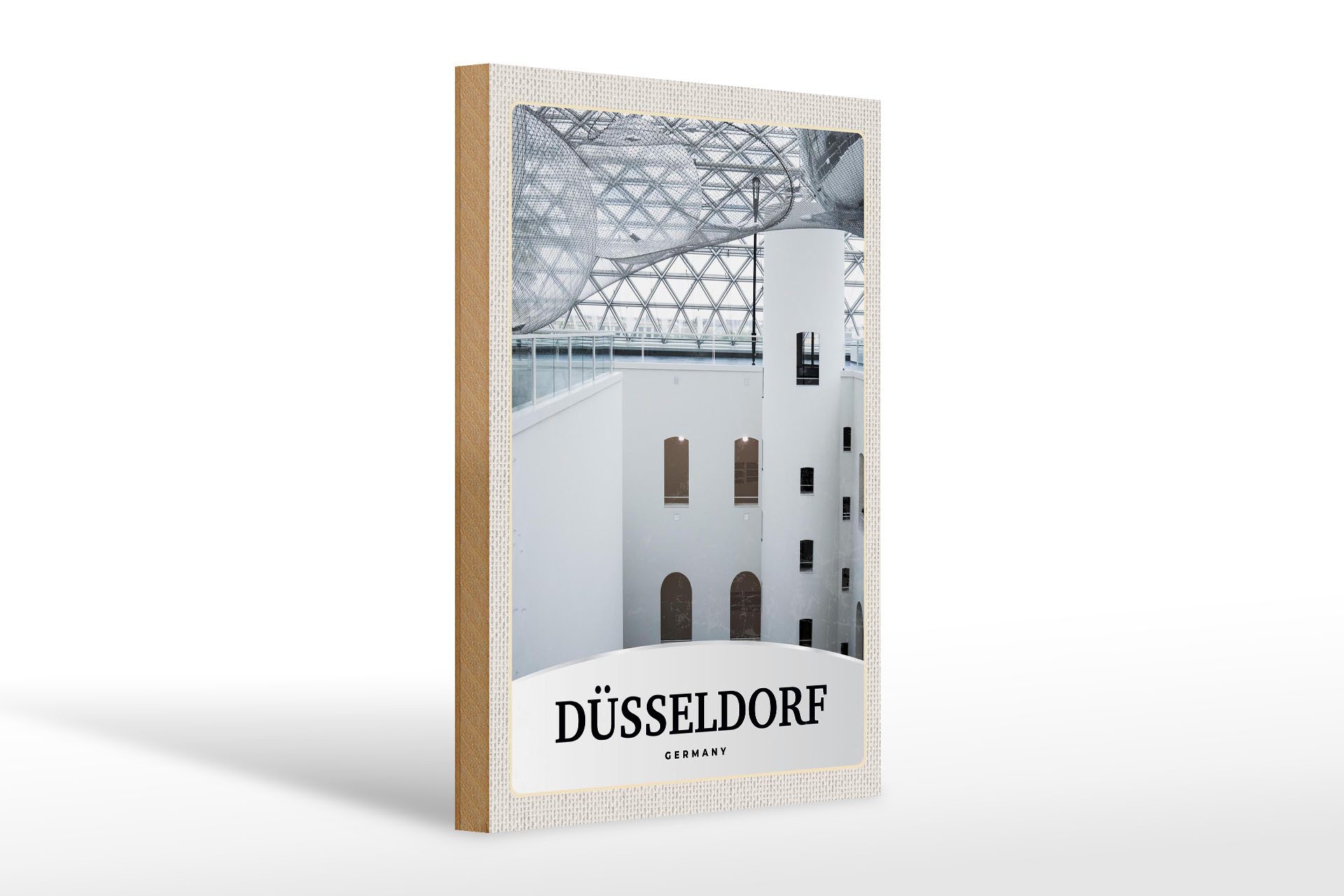 Holzbild Reise 20x30cm Düsseldorf Deutschland Architektur