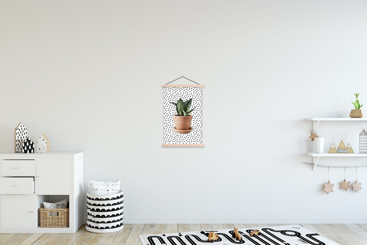 Bilderleiste, Poster - (1 Dots, Blumentopf St), Zimmerpflanze - Wohnzimmer, MuchoWow Magnetisch Posterleiste, für Textilposter