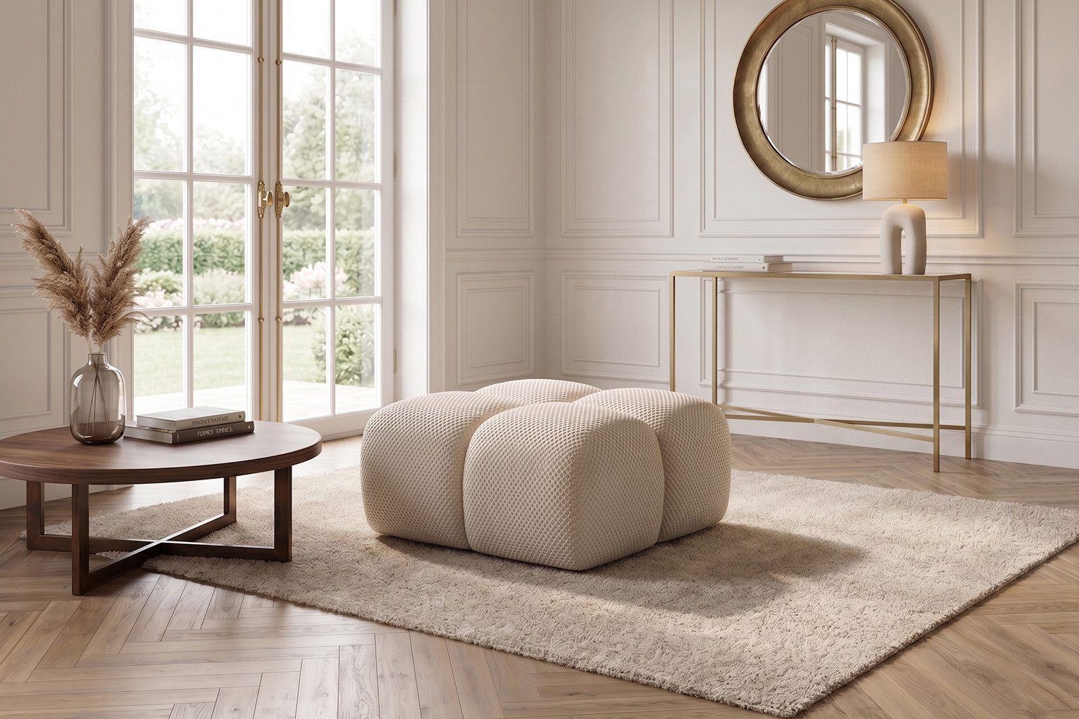 Kaiser Möbel Hocker Pouf für das Wohnzimmer, Stoff Sonic 3D, AVERRO (Pouf), Bubble-Design,Premium-Optik,kombinierbar mit AVERRO-Kollektion