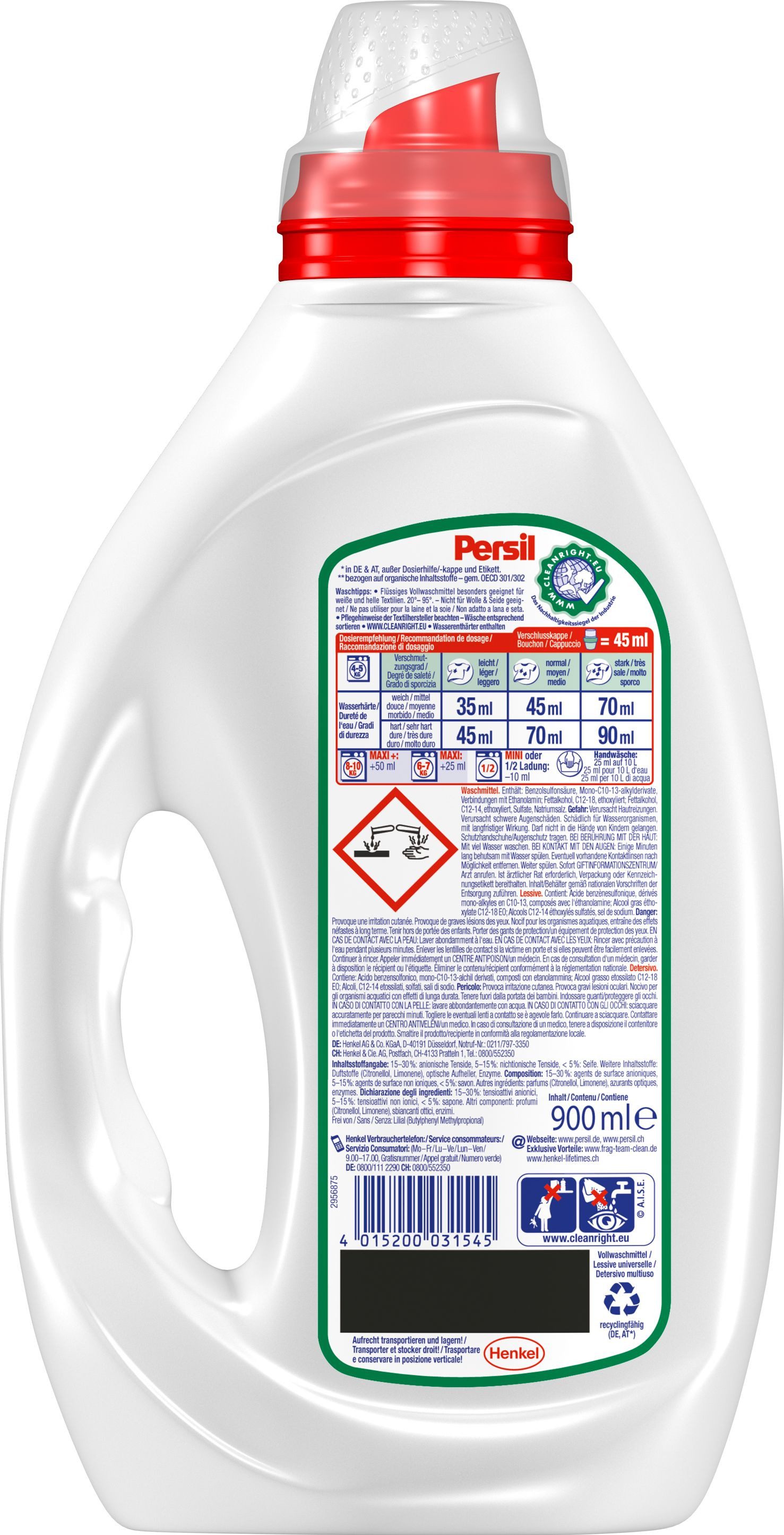 Persil Kraft Gel Universal & Sensitive Gel 2 x 20 WL (40WL) Vollwaschmittel (Doppelpack, [2-St. Flüssigwaschmittel für Allergiker & Babys - mit Tiefenrein Technologie)