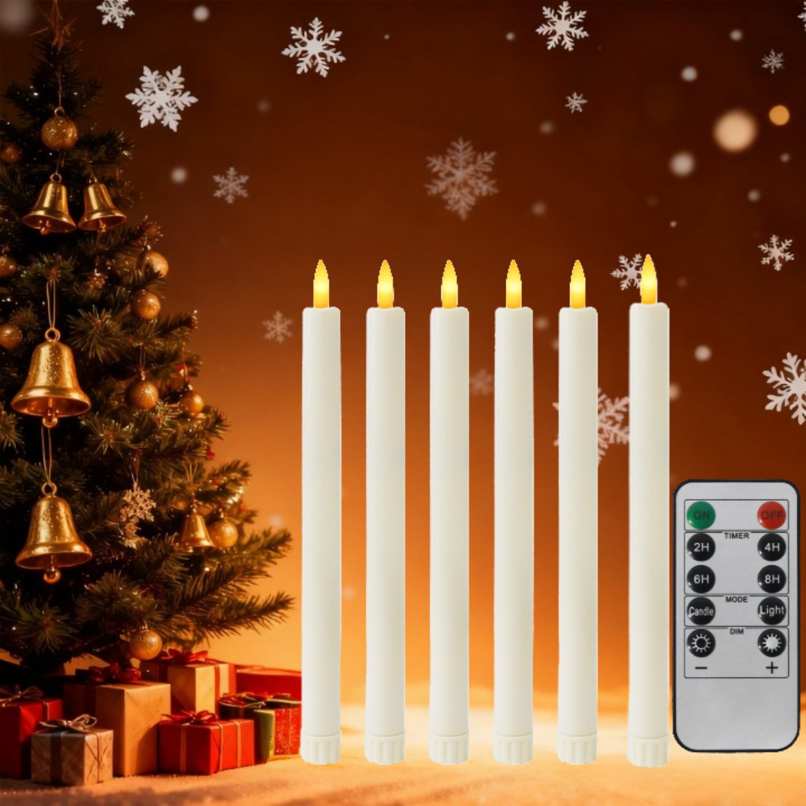 Gotoll LED-Kerze K-TZ06 6pcs Stabkerzen Flammenlose Tischkerzen Weihnachten günstig online kaufen