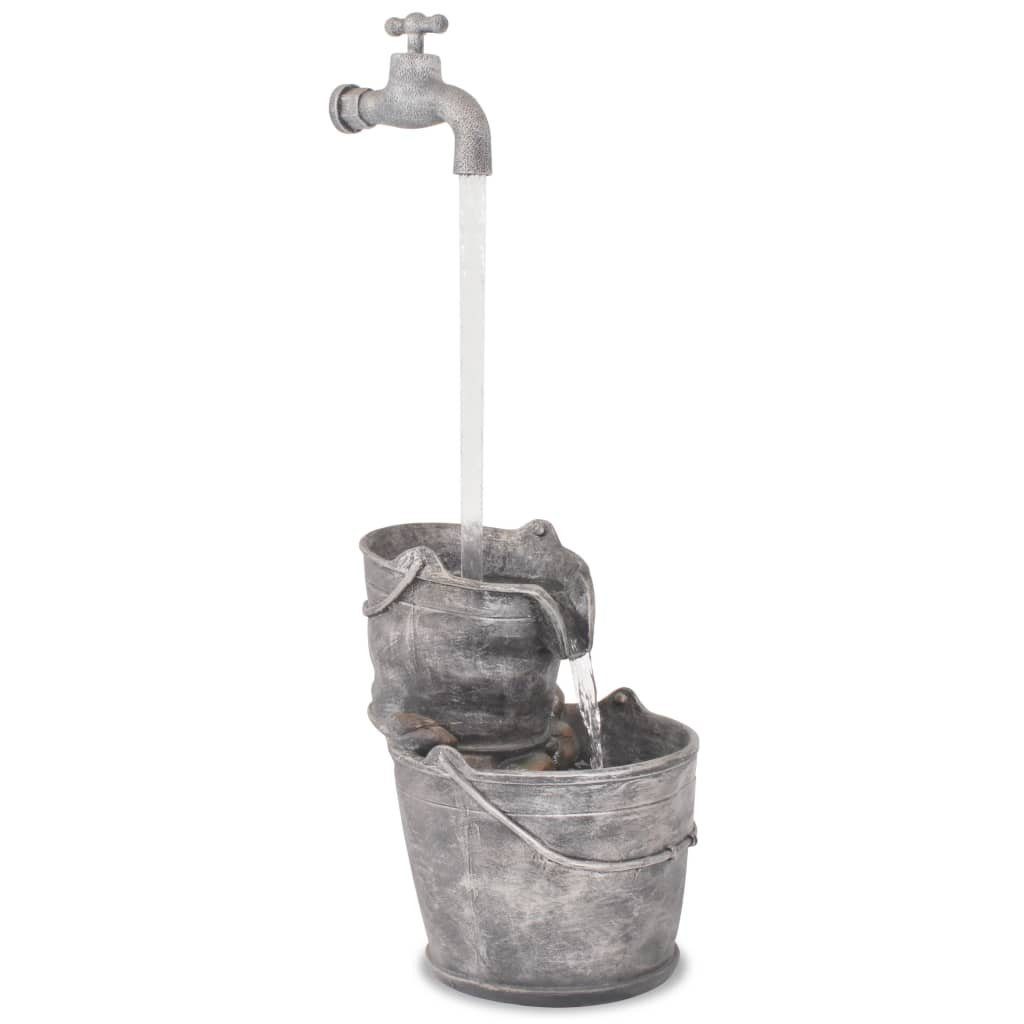 vidaXL Wasserfall Wasserspiel mit Wasserhahn und Eimern Polyresin