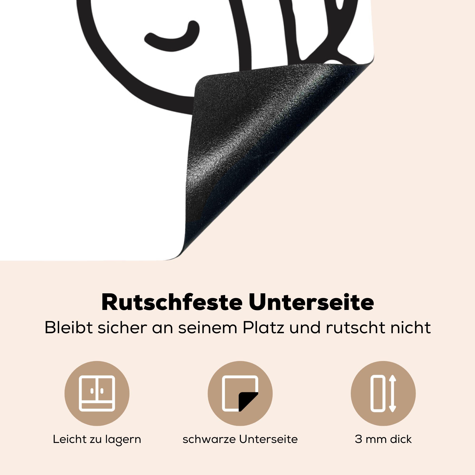 Arbeitsfläche MuchoWow Bienen Vinyl, Illustration Herdblende-/Abdeckplatte zwei cm, in 70x52 tlg), Ceranfeldabdeckung (1 schwarzen Linien, Mobile Eine nutzbar, von