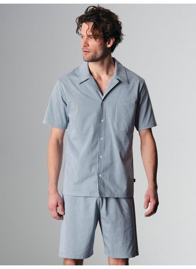 Trigema Schlafanzug TRIGEMA Eleganter kurzer Schlafanzug mit Kragen und Knopfleiste (1 tlg)