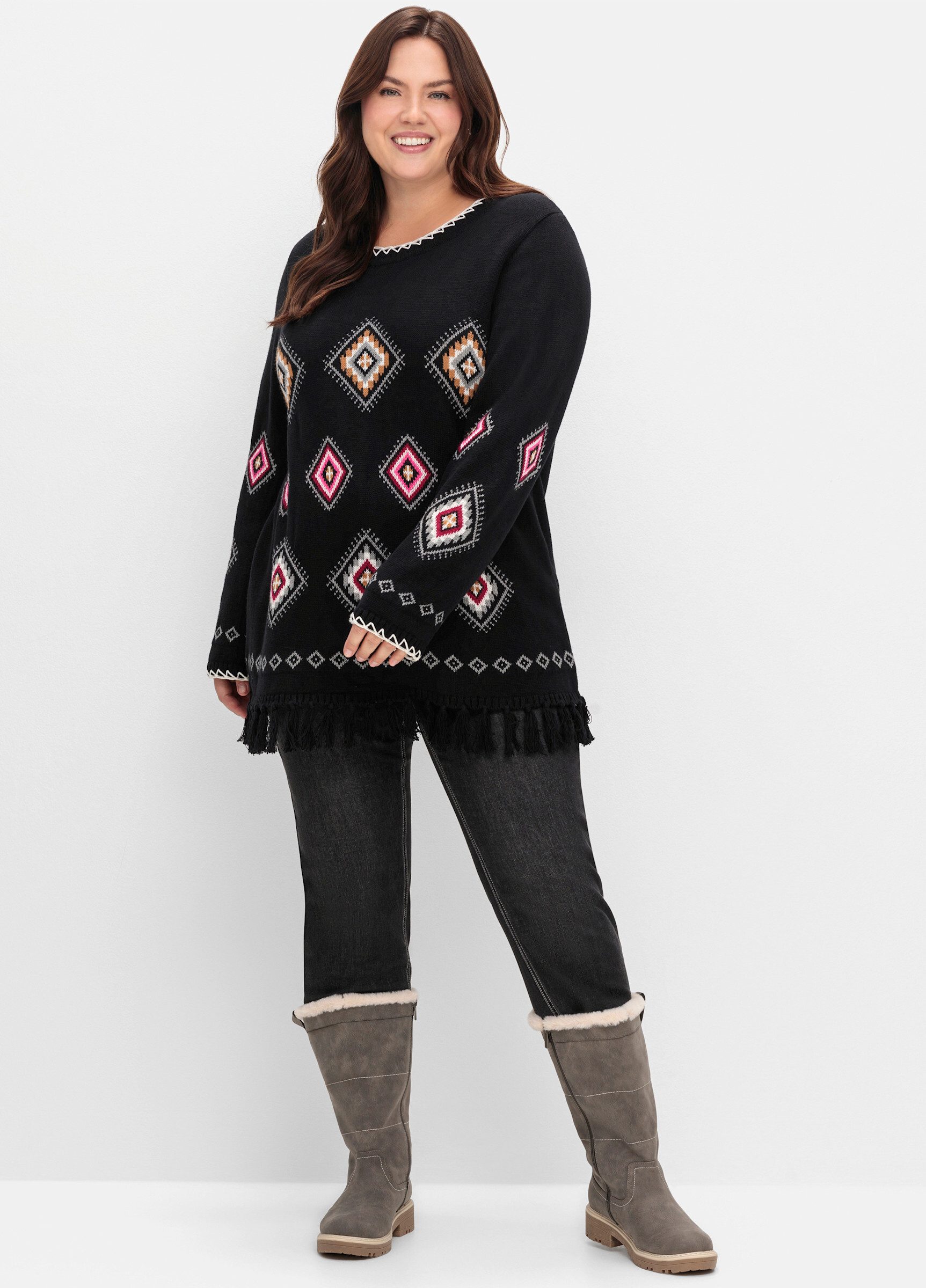 Sheego Strickpullover Rundhalspullover günstig online kaufen