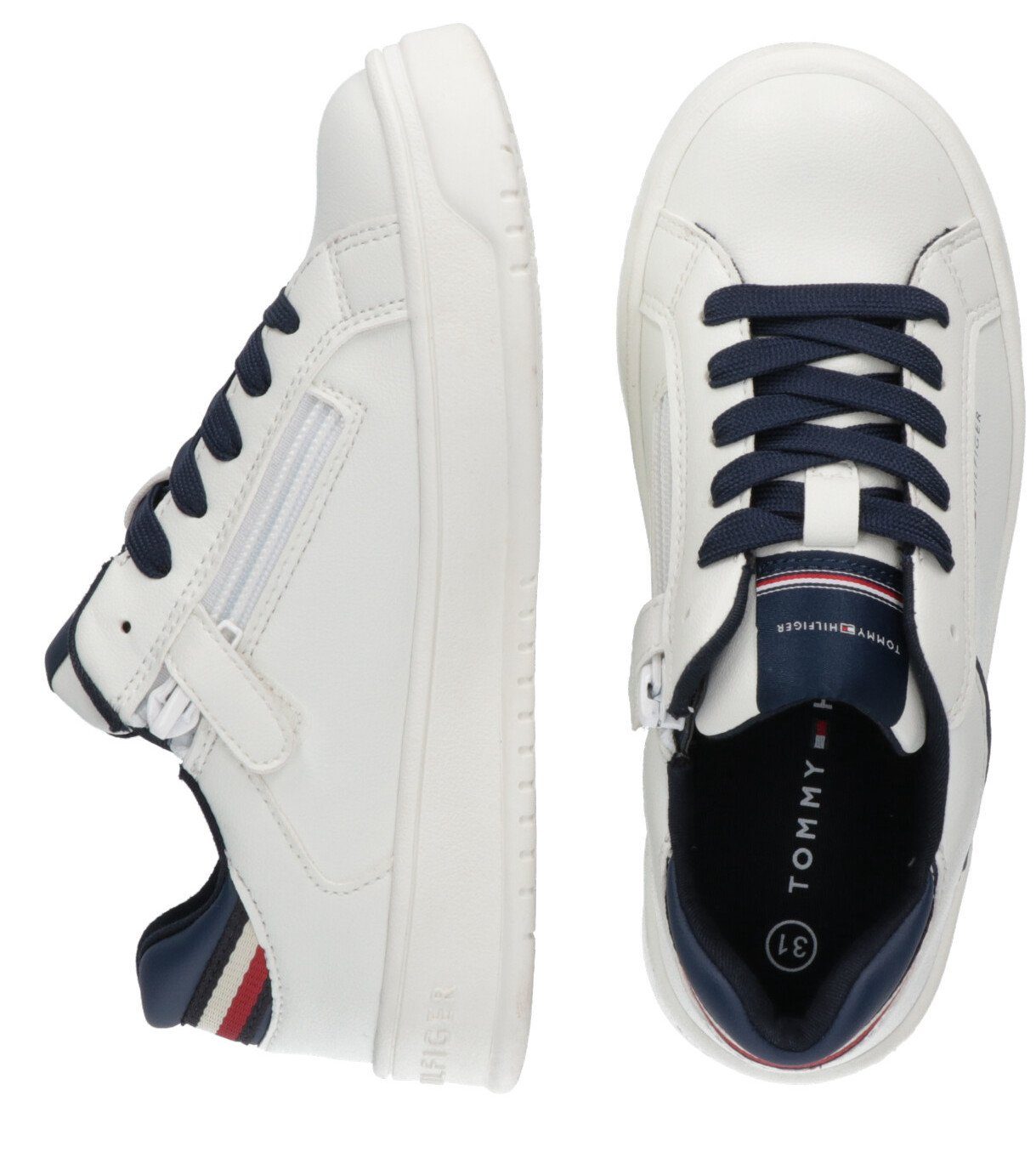 LACE-UP im OFF Retro CUT LOW Hilfiger Sneaker Look SNEAKER WHITE Tommy