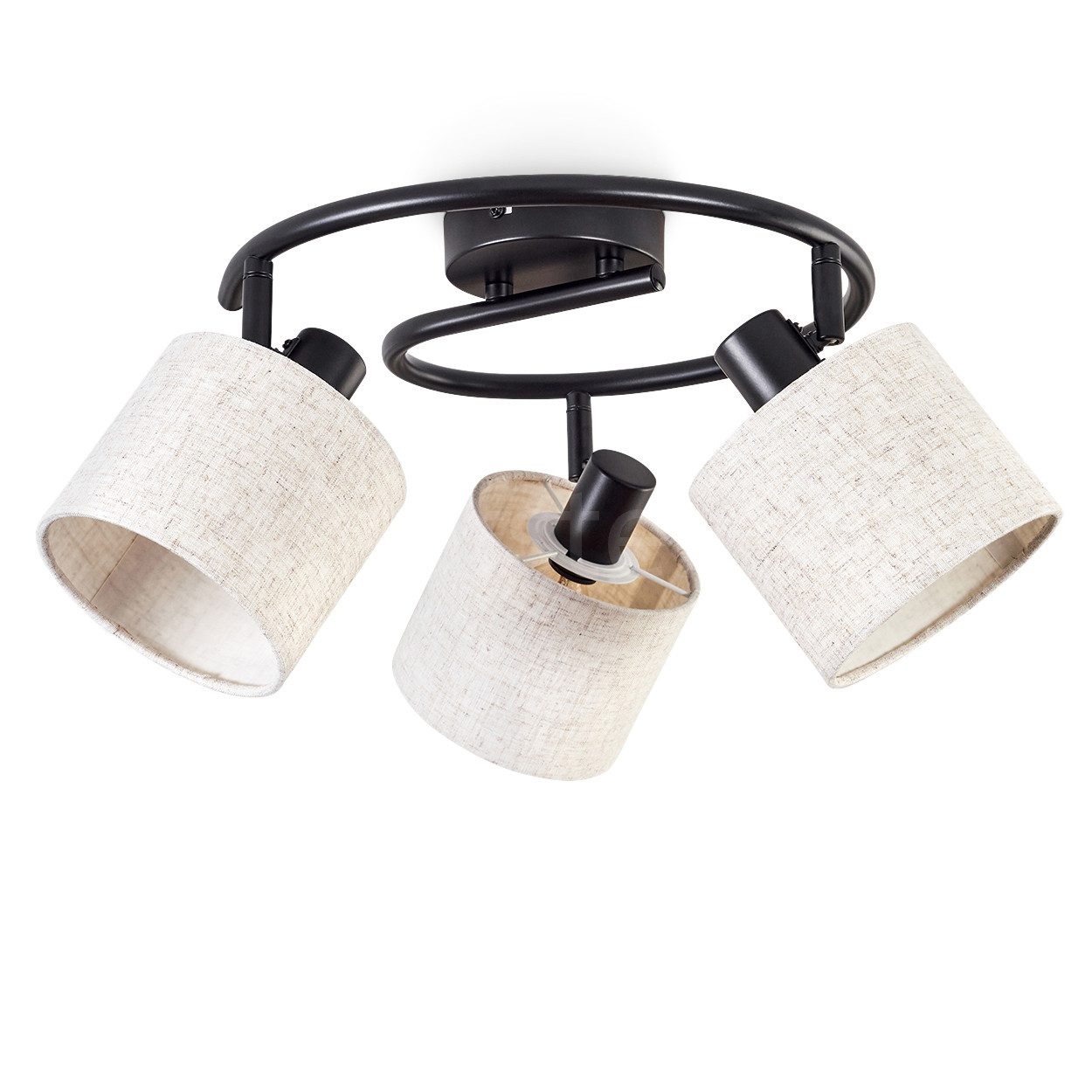 hofstein Deckenleuchte moderne Deckenlampe aus Metall/Leinen/Stoff in Schwa günstig online kaufen