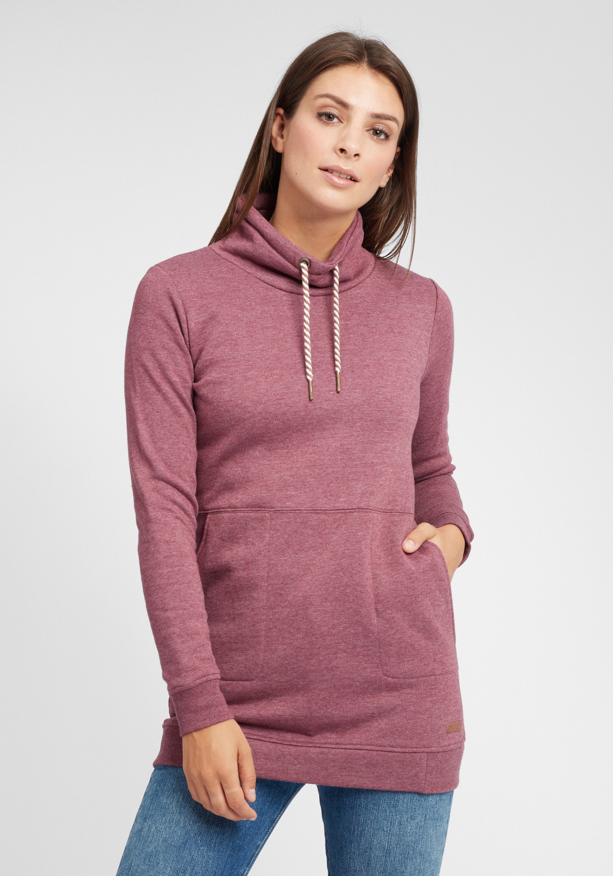 OXMO Hoodie OXVilma Sweatpullover lang geschnitten mit Kordelzug