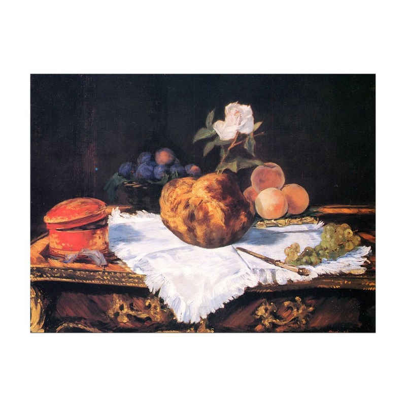 Bilderdepot24 Leinwandbild Édouard Manet - Stillleben mit Brioche, Stillleben