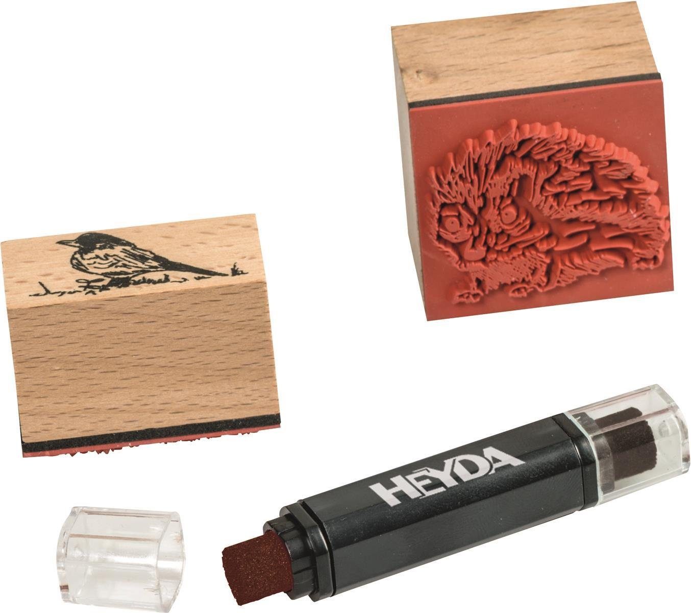Heyda 204888695 Stempel-Set "Waldtiere" 12 x 10 x 3 cm Stempelkissen
