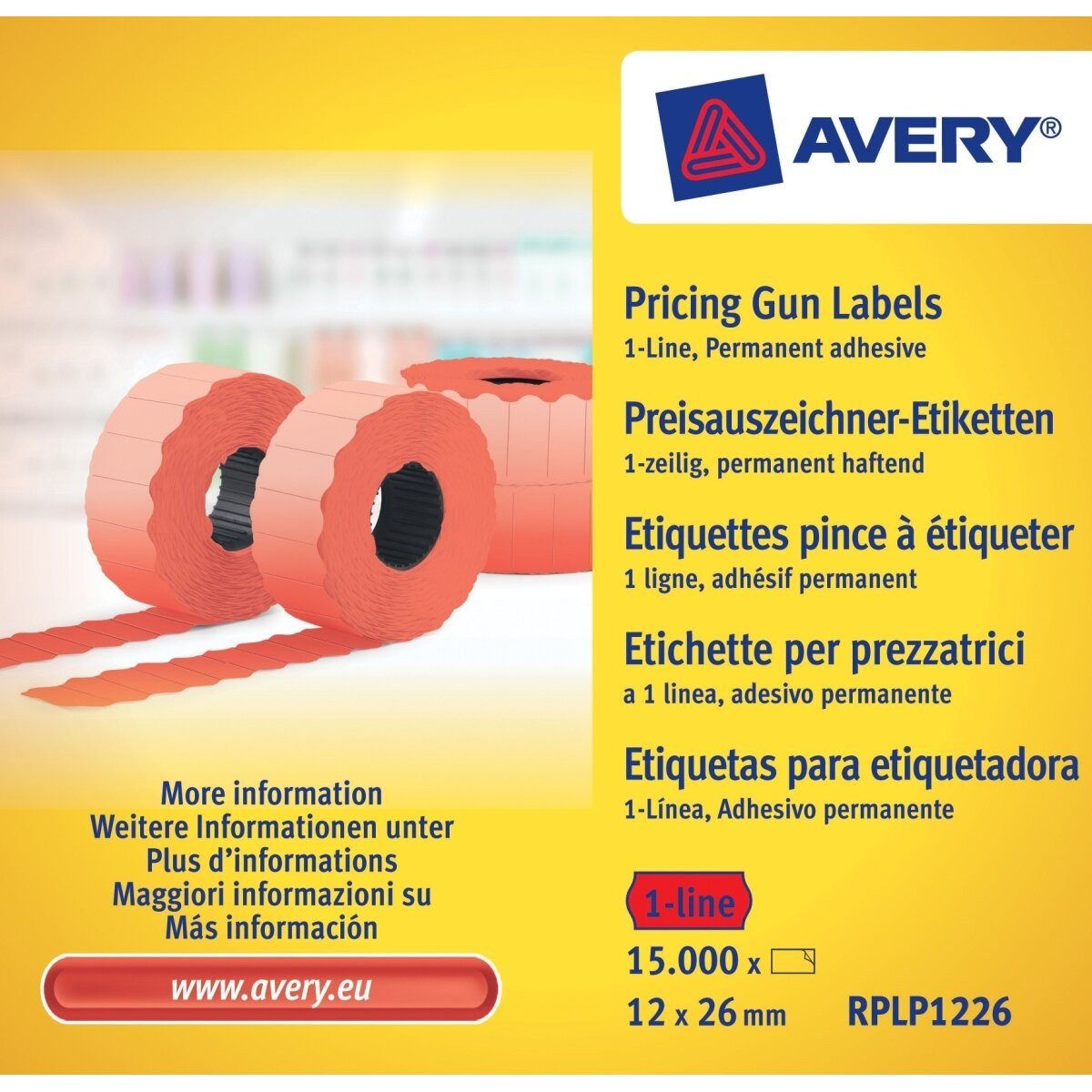 Avery Zweckform Etiketten Handauszeichner-Etiketten 1-zeilig permanent rot 26x16mm 10x1500 Etike