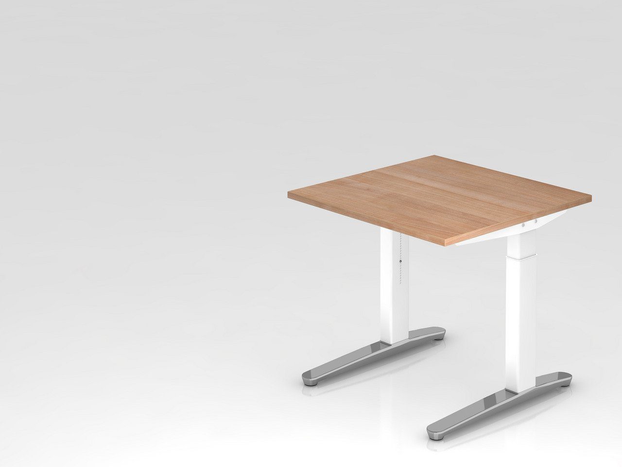 Schreibtisch Schreibtisch, Ahorn, Silber Gestell , BxT 80x80cm, H 65-85cm