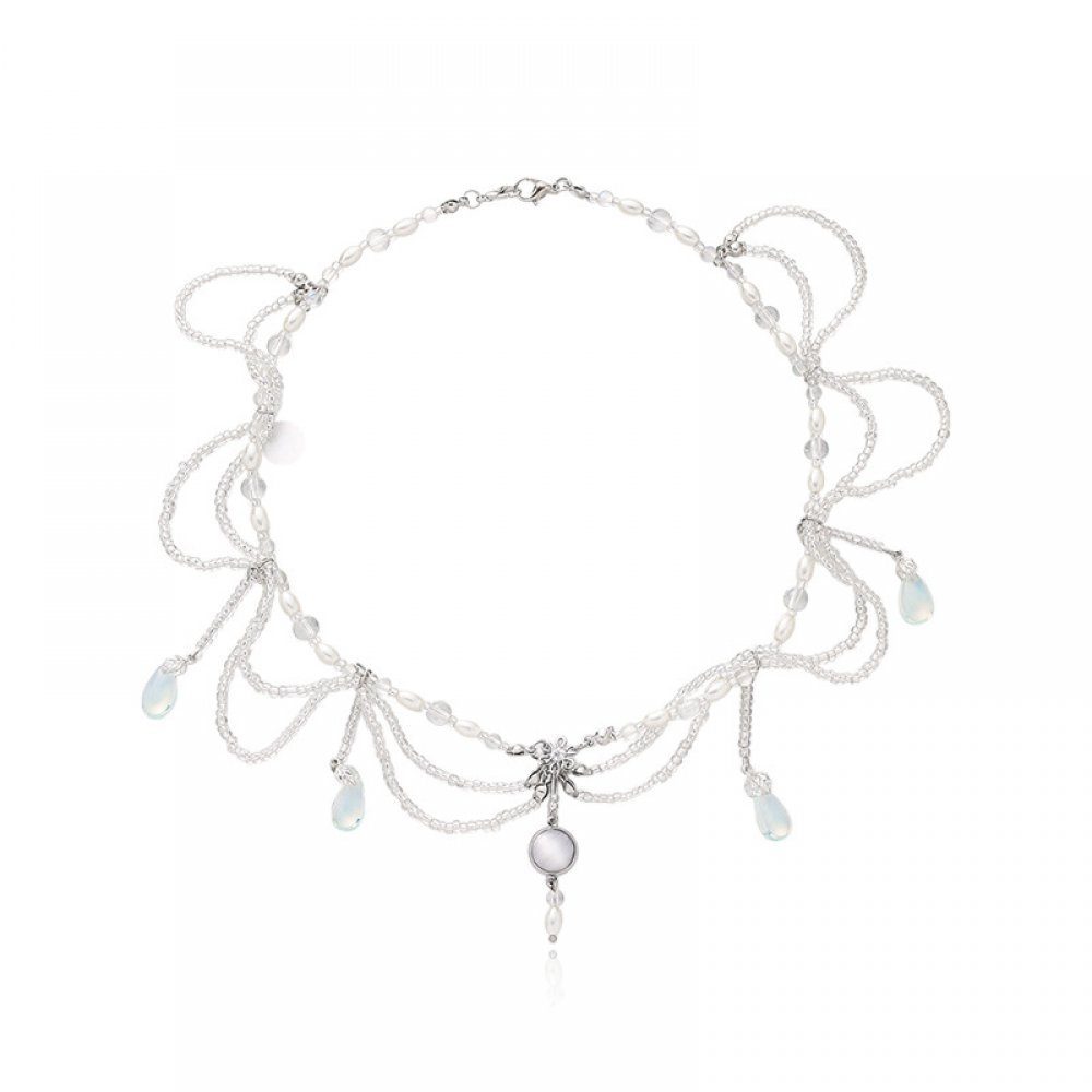 Invanter Lange Kette Antike Stil Perle Kristall Halskette inkl. Geschenkbox (1-tlg), Inklusive Geschenktüte