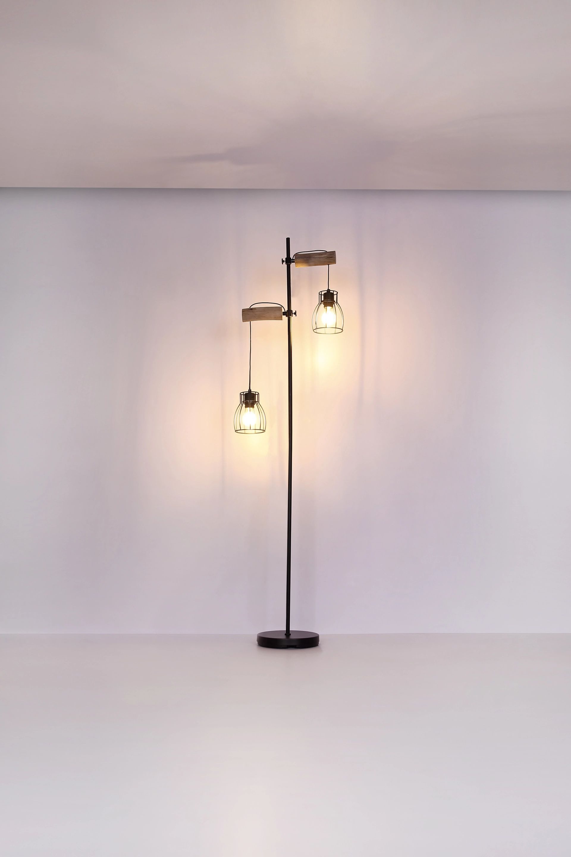 GLOBO LIGHTING Stehlampe MINA, ohne Leuchtmittel, Stehleuchte, Wohnzimmer, Holz, Design Leuchte