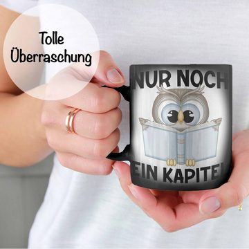 Trendation Tasse Trendation - Lesen Farbwechsel Tasse Leseratte Geschenkidee Buch Leser Zaubertasse mit Spruch Bücherwurm Nur Noch Ein Kapitel, Farbwechsel