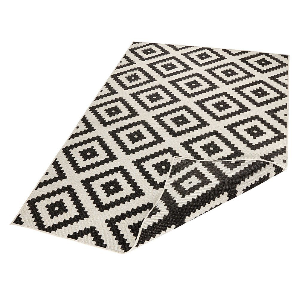 Teppich Boss Teppich Wendeteppich Malta Schwarz Creme In- & Outdoor, rechte günstig online kaufen