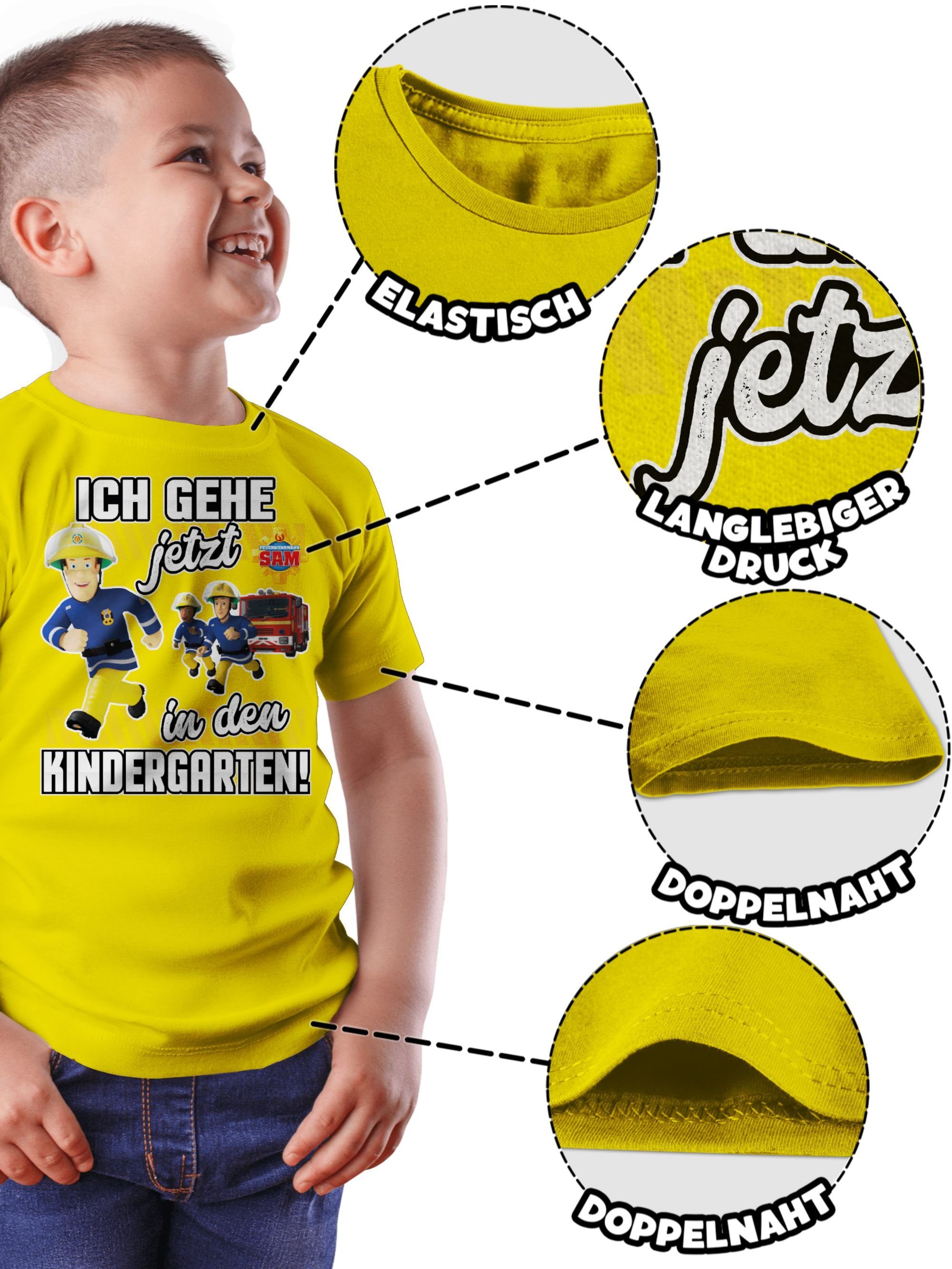 in jetzt den Feuerwehrmann Kindergarten! Jungen Sam Shirtracer Gelb 02 T-Shirt Ich gehe